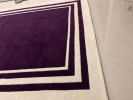 Deep Purple & Ivory Border Geometric Hand Tufted Wool Rug | Area Rug in Rugs by Krafcreation. Item composed of cotton in minimalism or mid century modern style