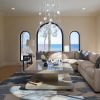 "Allure" Modern chandelier with clear & frosted white glass. | Chandeliers by Galilee Lighting. Item made of glass works with contemporary & country & farmhouse style