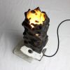 Volcano Table Lamp — Yakisugi Wood & Marble | Lamps by Gabor Gobi. Item made of wood with marble