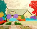 The Neighborhood 02 | Oil And Acrylic Painting in Paintings by Elizabeth Gahan. Item made of wood & synthetic compatible with contemporary and urban style