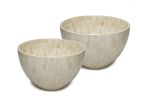 Large Round Bowls with Bone Marquetry - Shanti | Decorative Bowl in Decorative Objects by FARRAGO DESIGN INC. Item works with mid century modern & contemporary style