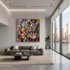 Cubist Musical Gathering Oil Painting | Oil And Acrylic Painting in Paintings by Dynasty Artisan. Item made of linen works with mid century modern & contemporary style