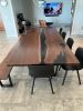 Walnut River Dining Table with Matching Bench | Tables by Chagrin Valley Custom Furniture. Item composed of walnut and steel in contemporary or modern style