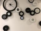 Interactive tires wall - For Argo ai, a self driving vehicle company | Wall Sculpture in Wall Hangings by ANTLRE - Hannah Sitzer | Argo AI in Palo Alto. Item made of metal with synthetic