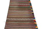 Vintage Afghan Kilim Rug with Polychromatic Stripes | Area Rug in Rugs by Rug and Kilim