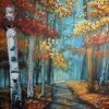 Golden Forest Trail | Original Acrylic Painting | Oil And Acrylic Painting in Paintings by DaggArt. Item composed of canvas compatible with traditional style