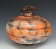 stonerware horsehair raku fired urn vessel HH316 | Vase in Vases & Vessels by Ron Mello Studio Art