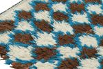 Vintage Moroccan Runner Rug in Brown, White & Blue Diamond | Area Rug in Rugs by Rug and Kilim
