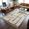 Handmade Wool Area Rug Moroccan Berber Rug, Cream Geometric | Rugs by Berber Luxe. Item made of wool compatible with boho and art deco style