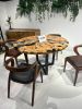 Round Custom Wood Table - Olive Epoxy Dining Room Table | Dining Table in Tables by Tinella Collection. Item made of wood with metal works with minimalism & contemporary style