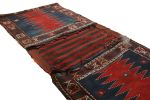 Antique Geometric Red and Blue Wool Kilim Bag Rug | Area Rug in Rugs by Rug and Kilim