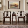 Pierced carving Ruyi Official Hat Scholar's Armchair Set | Chairs by Dynasty Artisan. Item composed of wood compatible with minimalism and contemporary style
