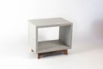 Dwarf Concrete Cube & Small Solid Wood Legs End Side Table | Tables by Curly Woods. Item composed of oak wood and concrete in mid century modern or industrial style