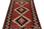 Vintage Shahsavan Persian Kilim in Red, Beige & Black | Area Rug in Rugs by Rug and Kilim