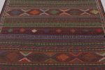 Vintage Persian Soumak Kilim, Burgundy with Vibrant Tribal | Area Rug in Rugs by Rug and Kilim