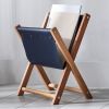 Newspaper Holder, Leather&Wood Storage,  Navy Blue | Storage Stand in Storage by Halohope Design. Item composed of wood and leather in minimalism or modern style