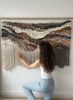 Woven Wall Tapestry in Earthy Tones "Beneath the Surface" | Wall Sculpture in Wall Hangings by Tissage Sauvage. Item made of wood with cotton
