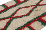 Vintage Moroccan Azilal Runner Rug with Red and Green | Area Rug in Rugs by Rug and Kilim