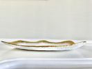 February White and Gold Paper Mache Wavy Table Top Tray | Decorative Tray in Decorative Objects by TM Olson Collection. Item made of paper compatible with minimalism and contemporary style