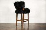 Modern Bar Stool in Exotic Wood and Sheepskin from Costantin | Chairs by Costantini Design. Item made of wood & fabric compatible with contemporary and modern style