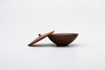 Closed‑Form Pearwood Lidded Vessel – Hand‑Turned | Decorative Bowl in Decorative Objects by Holzkunst Samuel Meisinger. Item composed of wood in minimalism or art deco style