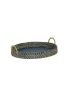 Handmade Round Blue Natural Bamboo and Cane Serving Tray | Serveware by Amara