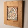 Desert Sun in White Oak Frame - No. 2 | Mosaic in Art & Wall Decor by Clare and Romy Studio. Item composed of oak wood and ceramic in boho or mid century modern style