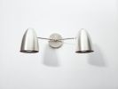 Bathroom Vanity Wall Double Sconce - Brushed Nickel Light | Sconces by Retro Steam Works. Item made of brass works with mid century modern & contemporary style