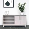 White Wash Buffet | Media Console in Storage by Stor Furniture. Item made of maple wood works with mid century modern style