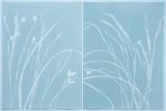Iris in the Mist Diptych (two 24 x 18" gray cyanotypes) | Photography by Christine So. Item composed of paper in boho or contemporary style