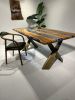 Olive Epoxy Resin Dining Table - Custom Wood Kitchen Table | Tables by Tinella Collection. Item composed of wood in minimalism or art deco style