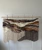 Woven Wall Tapestry in Earthy Tones "Beneath the Surface" | Wall Sculpture in Wall Hangings by Tissage Sauvage. Item made of wood with cotton