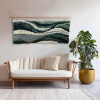 Woven Wall tapestry "“Emerald Flow” | Wall Hangings by Tissage Sauvage. Item made of wood with cotton works with boho & country & farmhouse style