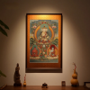Yunjin Silk Brocade Mahavairocana Buddha Thangka Wall Art | Embroidery in Wall Hangings by Dynasty Artisan. Item made of wood with fabric works with contemporary & eclectic & maximalism style