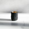 Tea Light Holder in Carbon Black Concrete with Moonrise Gold | Candle Holder in Decorative Objects by Carolyn Powers Designs. Item made of concrete with glass works with minimalism & contemporary style