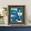Contemporary Blue Paper Collage in Vintage Frame | Paintings by Suzanne Nicoll Studio. Item made of wood & paper compatible with mid century modern style