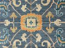 Vintage-Inspired Blue Floral Handcrafted Rug | Area Rug in Rugs by Sitara Rugs. Item composed of wool in contemporary or art deco style