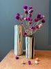 Handmade Heirloom Stripe Ceramic Cylinder Vase with 22K Gold | Vases & Vessels by Hsieh Clay SF. Item composed of ceramic in minimalism or mid century modern style