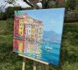 "Portofino. Italian Riviera" original palette knife oil | Oil And Acrylic Painting in Paintings by OXYPOINT. Item composed of wood and canvas in contemporary or mediterranean style