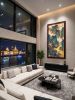 Hand-Painted Silk/Xuan Classic Blue Green Scroll Art | Oil And Acrylic Painting in Paintings by Dynasty Artisan. Item composed of wood and fabric in contemporary or eclectic & maximalism style