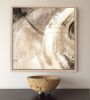 Neutral Impact abstract art - elegant movement, beige, taupe | Oil And Acrylic Painting in Paintings by Lynette Melnyk. Item made of canvas