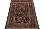 Antique Caucasian Rug in Beige, Blue & Red Geometric Pattern | Area Rug in Rugs by Rug and Kilim
