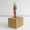"Omino con sedia" (Tiny man with chair) | Sculptures by MARCANTONIO. Item made of wood & bronze