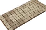 Vintage Qashqai Persian Gabbeh Runner in Beige-Brown Grid | Area Rug in Rugs by Rug and Kilim