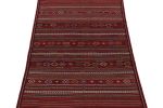 Vintage Baluch Kilim in Red with Stripes & Geometric Pattern | Area Rug in Rugs by Rug and Kilim