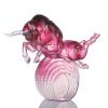 Crystal Art Bull Statue in Gold Red/Purple "Rise Above" | Sculptures by Lawrence & Scott. Item composed of glass