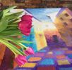 Stroll through the colorful streets | Oil And Acrylic Painting in Paintings by OXYPOINT. Item made of wood with canvas works with contemporary & modern style