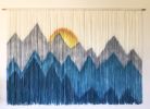 SUNSET TEAL Fiber Art Wall Hanging | Macrame Wall Hanging in Wall Hangings by Wallflowers Hanging Art. Item composed of oak wood & wool compatible with boho and country & farmhouse style
