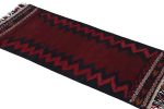 Vintage Afghan Kilim Runner in Burgundy with Chevrons | Area Rug in Rugs by Rug and Kilim. Item made of wool