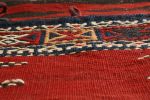 Antique Geometric Red and Blue Wool Kilim Bag Rug | Area Rug in Rugs by Rug and Kilim